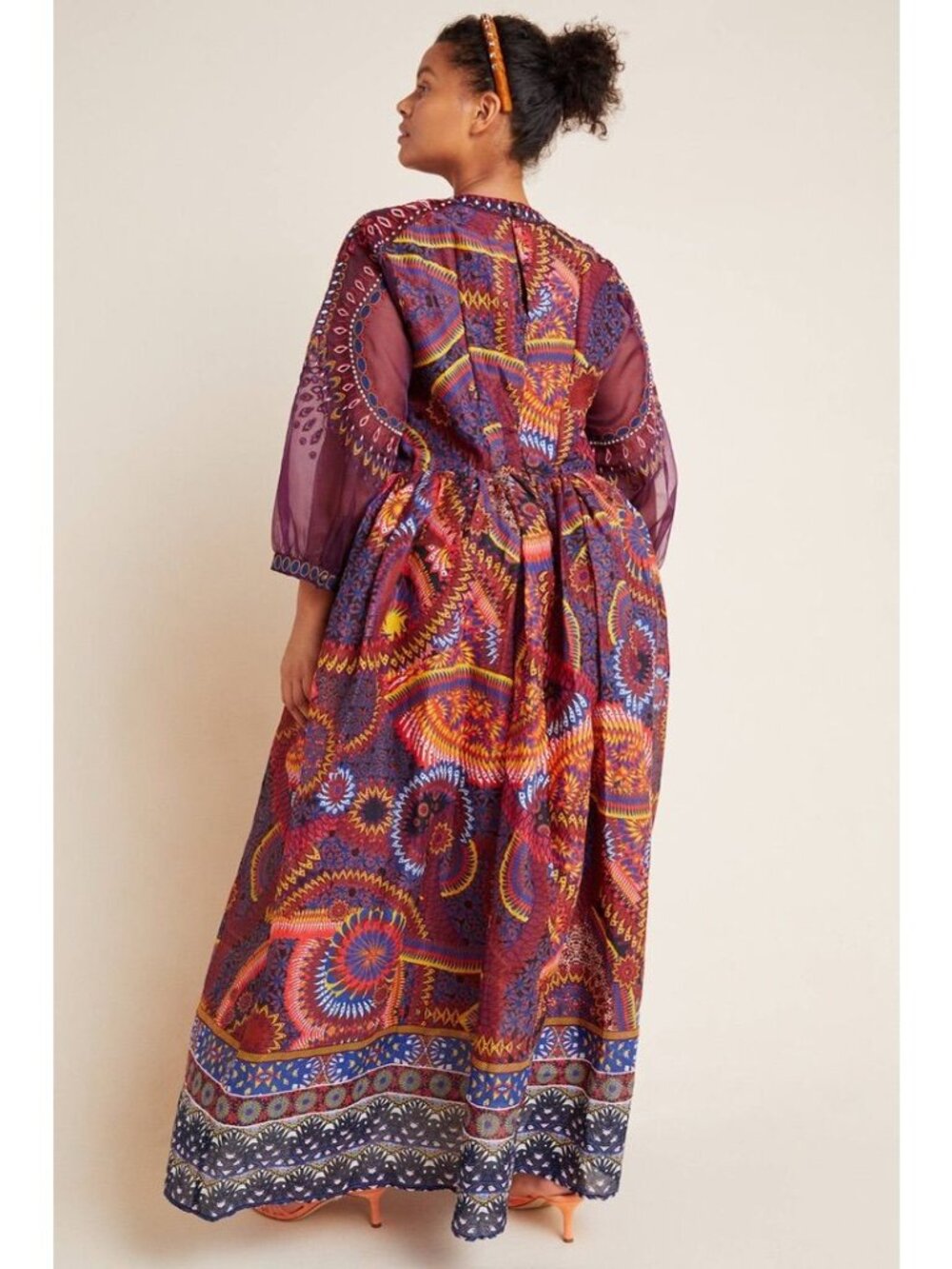 Anthropologie womens 18W Maren embroidered maxi dress purple multicolor bohemian - Picture 3 of 14